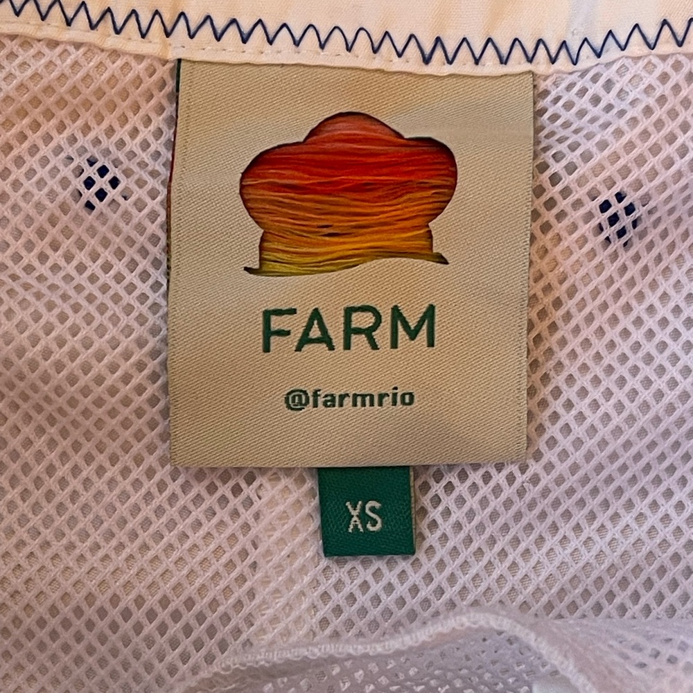 Farm Rio Artisanal Embroidered Resortwear/Beach Shorts Blue White XS Tassel Tie - Picture 8 of 16